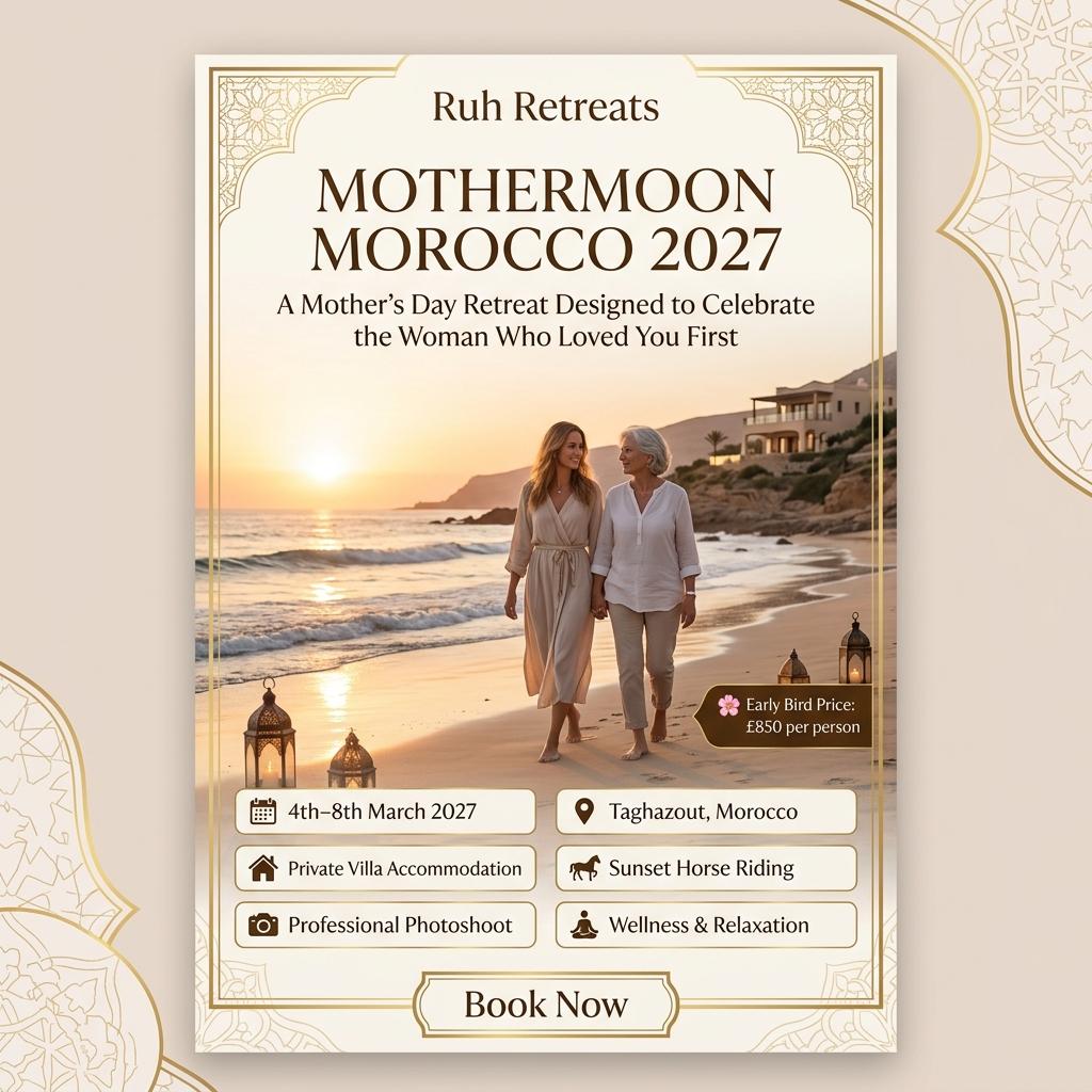 MotherMoon Morocco 2027 Retreat Flyer