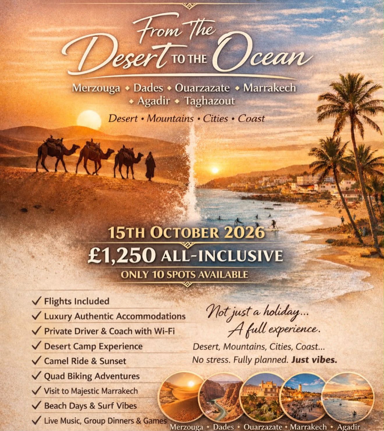 October Sahara Dunes Glamping Retreat Flyer